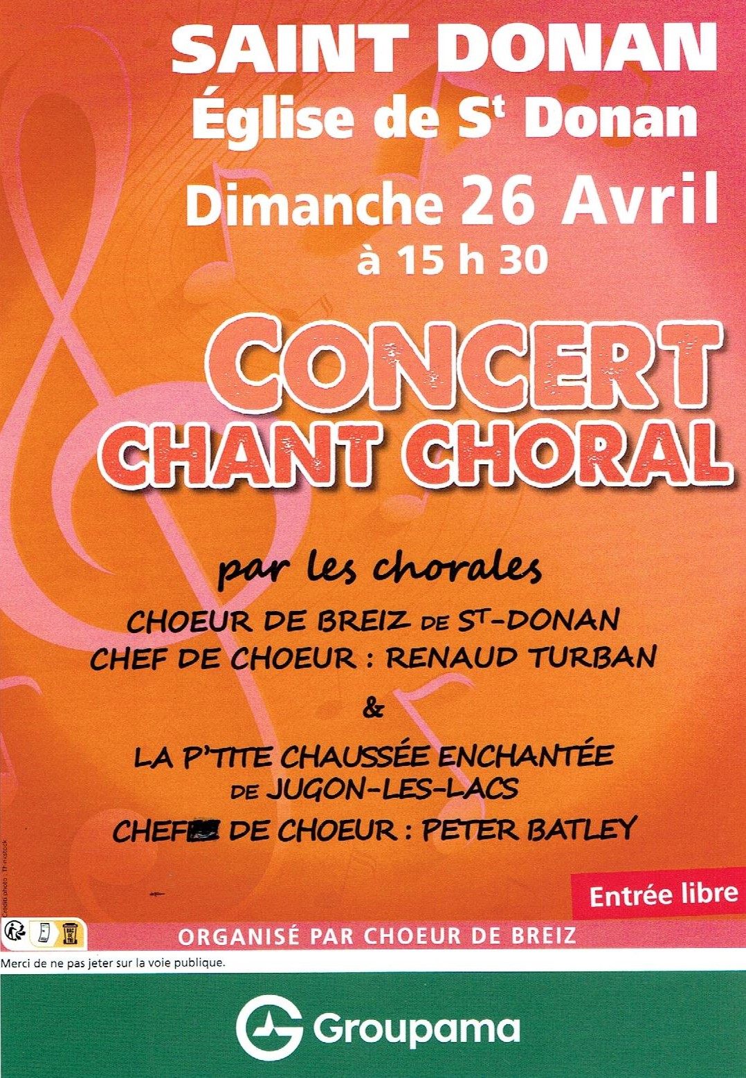 Concert de chant choral - Saint-Donan - 26 avril 2026